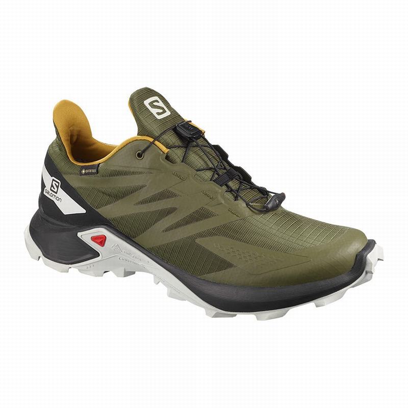 Salomon Singapore Mens Trail Running Shoes - SUPERCROSS BLAST GTX Olive/Black | 37405-CLGD